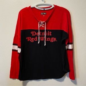 Detroit Red Wings Shirt Women’s Size XL LongSleeve Top Pull Over NHL Draw String